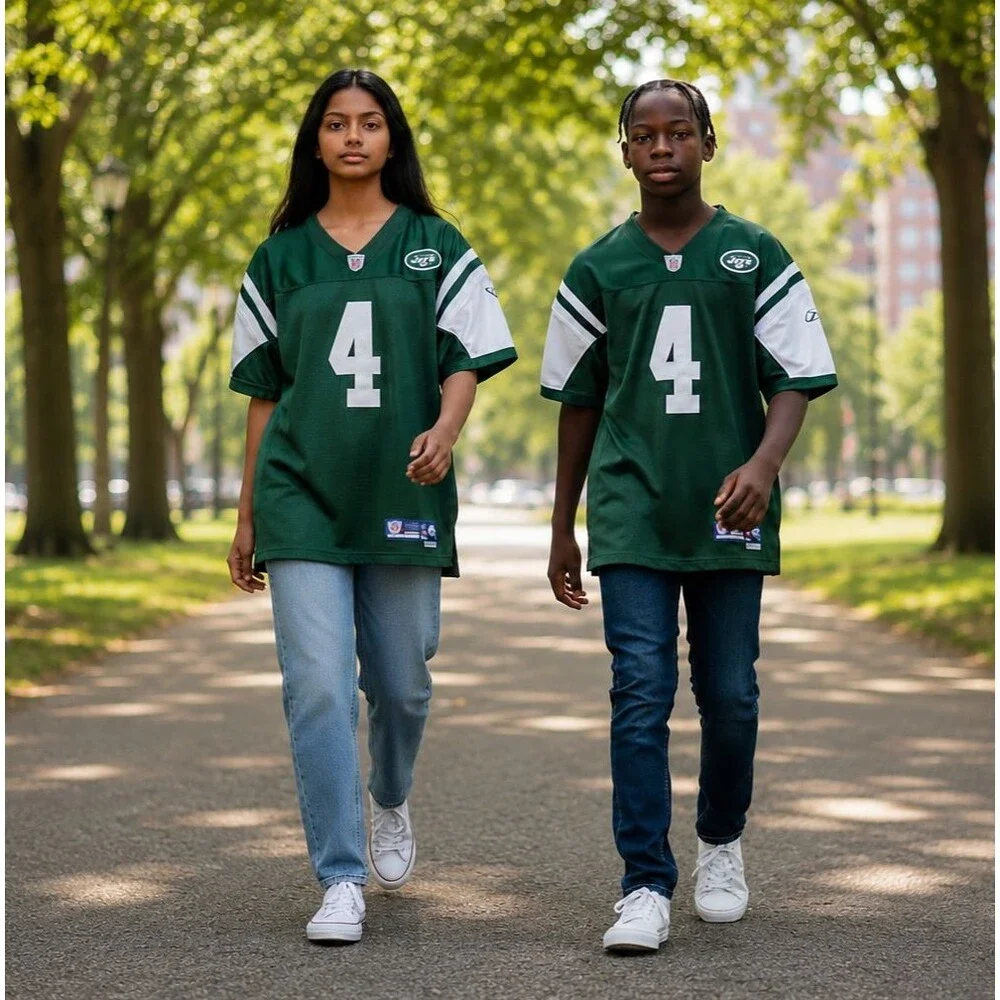 Brett Favre #4 Jersey Reebok +2 New York Jets Boys or Girls Youth Size XL 18-20